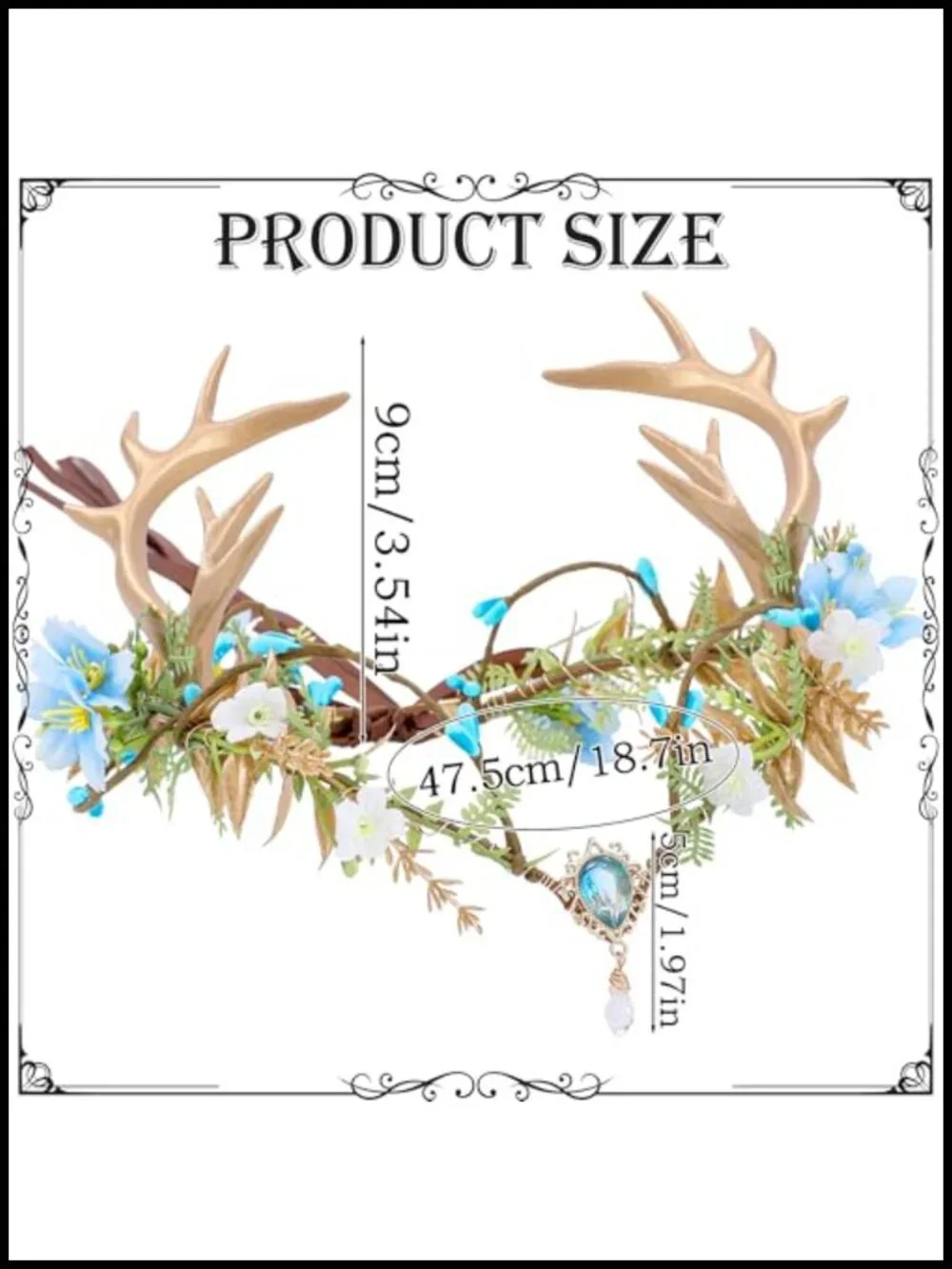Handmade Fairy Antler Crown with Deer Horns - Woodland Elf Cosplay Headpiece